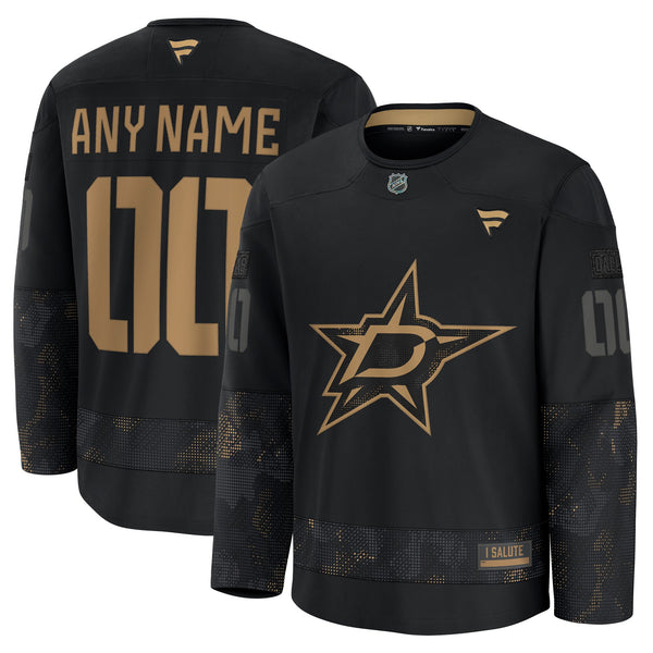 Dallas Stars Fanatics Black 2024 Military Appreciation Custom Practice Jersey
