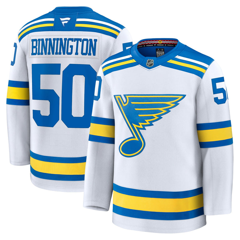 St. Louis Blues Jordan Binnington Fanatics White Away Premium Player Jersey