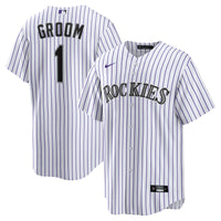 Colorado Rockies Nike White #1 Groom Home Replica Jersey