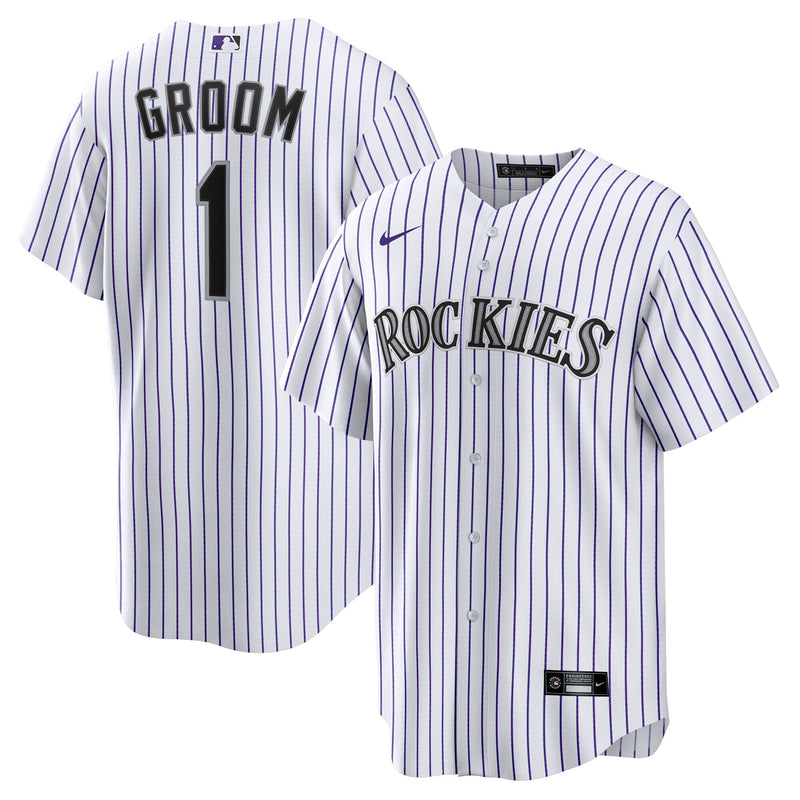 Colorado Rockies Nike White #1 Groom Home Replica Jersey