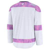 Calgary Flames Fanatics White 2024 Hockey Fights Cancer Practice Jersey