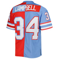Houston Oilers Earl Campbell Mitchell & Ness Red/Light Blue Gridiron Classics 1980 Split Legacy Replica Jersey