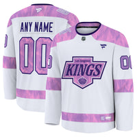 Los Angeles Kings Fanatics White 2024 Hockey Fights Cancer Custom Practice Jersey