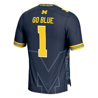 GameDay Greats #1 Navy Michigan Wolverines Icon Print Football Fashion Jersey