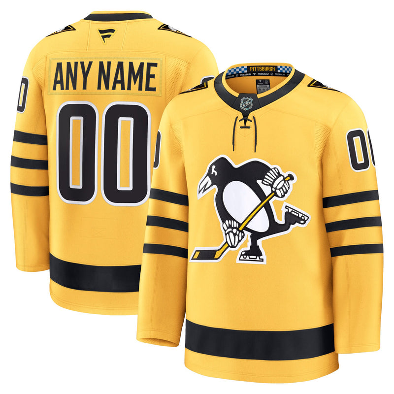 Pittsburgh Penguins Fanatics Gold Alternate Premium Custom Jersey