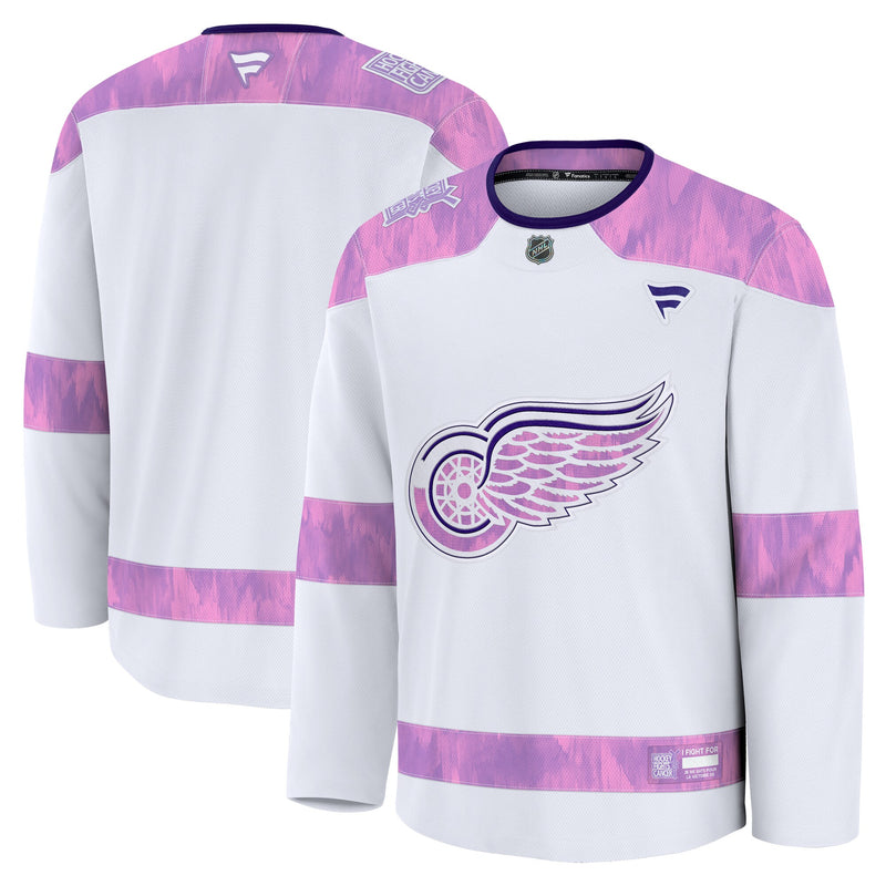 Detroit Red Wings Fanatics White 2024 Hockey Fights Cancer Practice Jersey
