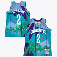 Charlotte Hornets Mitchell & Ness Larry Johnson 1994 Hyper Hoops Swingman Jersey - Blue