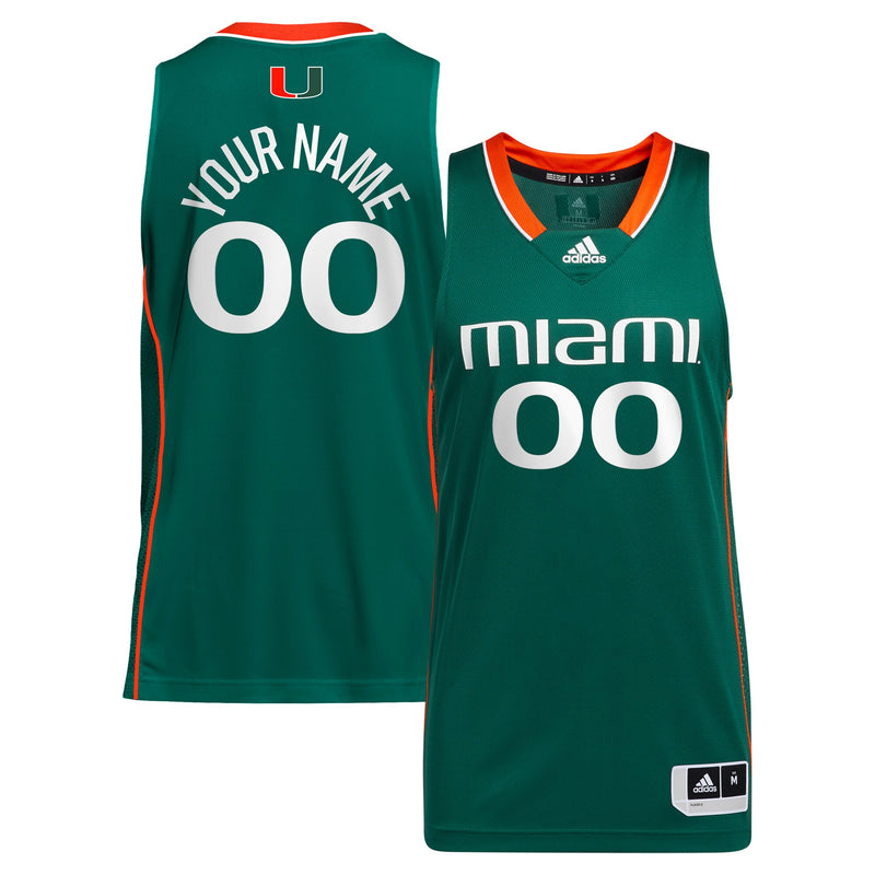 Miami Hurricanes adidas Custom Alternate Basketball Jersey - Green