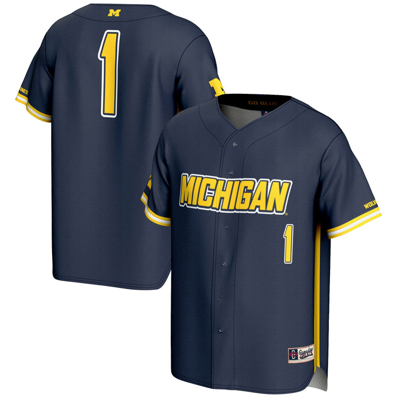 #1 Michigan Wolverines GameDay Greats Lightweight Baseball Fashion Jersey - Navy