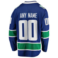 Vancouver Canucks Fanatics Blue Home Team Breakaway Custom Jersey