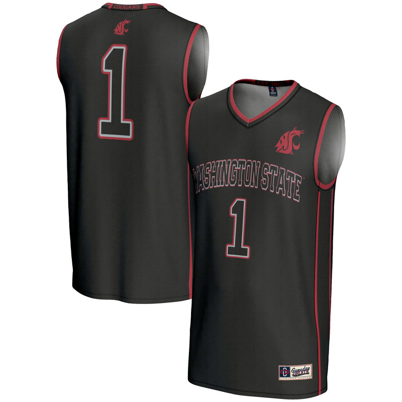 #1 Washington State Cougars GameDay Greats Lightweight Basketball Jersey - Black