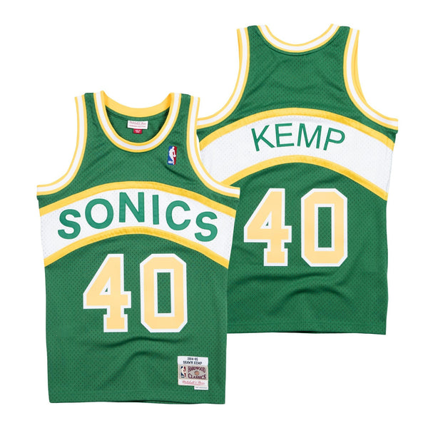Seattle Supersonics Shawn Kemp Hardwood Classics Road Swingman Jersey By Mitchell & Ness -