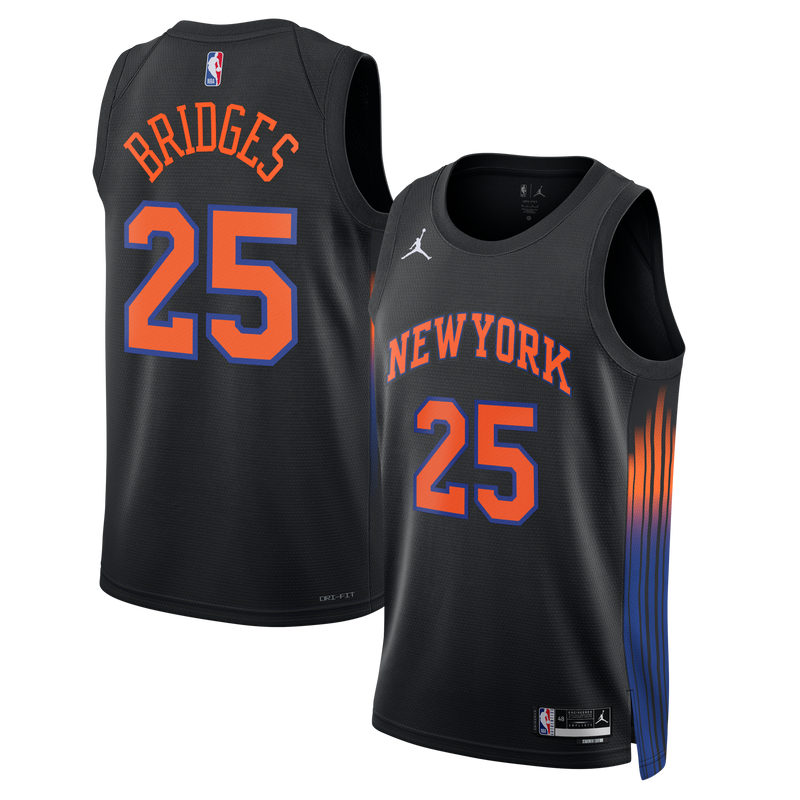 New York Knicks Jordan Brand Statement Edition Jersey - Black - Mikal Bridges -