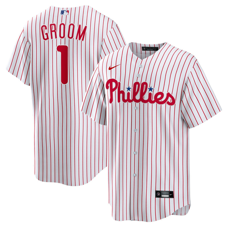 Philadelphia Phillies Nike White #1 Groom Home Replica Jersey