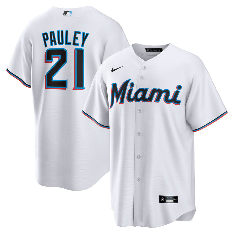 Miami Marlins Graham Pauley Nike White Home Replica Jersey