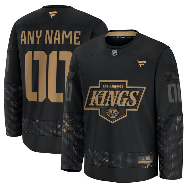 Los Angeles Kings Fanatics Black 2024 Military Appreciation Custom Practice Jersey