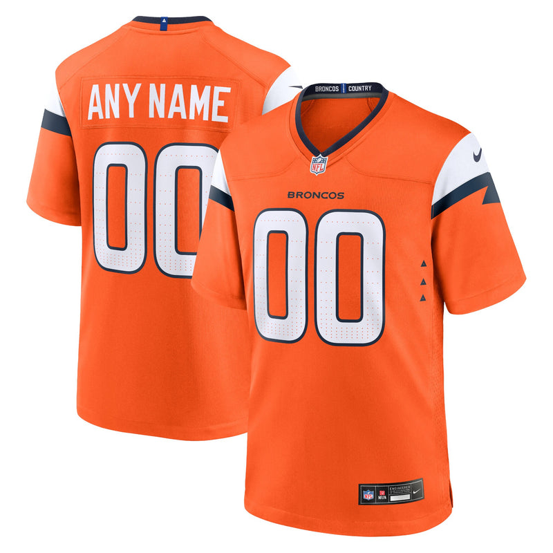 Denver Broncos Nike Orange Team Custom Game Jersey