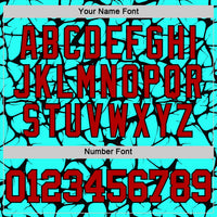Custom Aqua Red-Black Abstract Network Round Neck Sublimation Basketball Set Jersey
