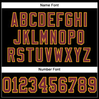 Custom Black Burgundy-Gold Mesh Authentic Football Jersey