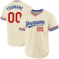 Custom Cream Red Royal-White Authentic Throwback Baseball Jersey