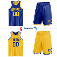Custom Royal Gold-White Reversible Double Side Sublimation Basketball Set Jersey