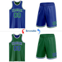 Custom Royal Kelly Green-White Reversible Double Side Sublimation Basketball Set Jersey