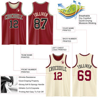 Custom Reversible Maroon Black-Cream Double Side Sublimation Basketball Set Jersey