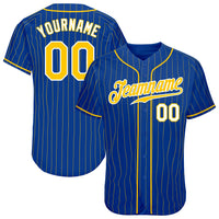 Custom Royal Gold Pinstripe Gold-White Authentic Baseball Jersey