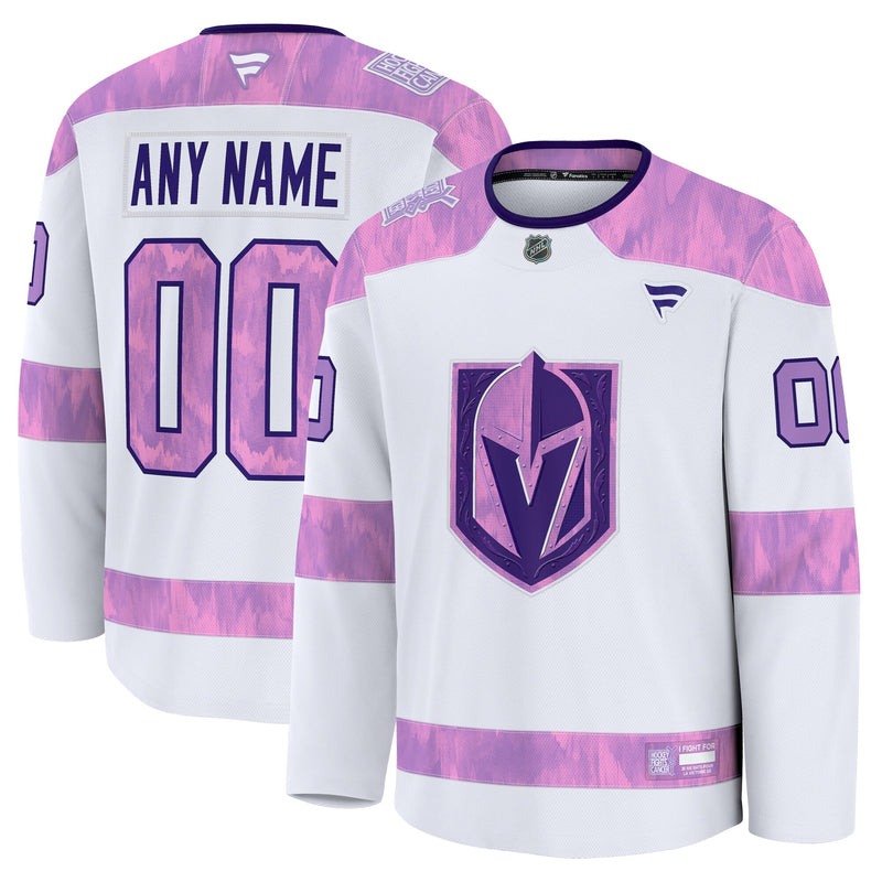 Vegas Golden Knights Fanatics White 2024 Hockey Fights Cancer Custom Practice Jersey