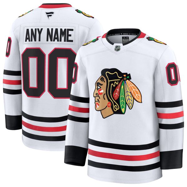 Chicago Blackhawks Fanatics White Away Premium Custom Jersey