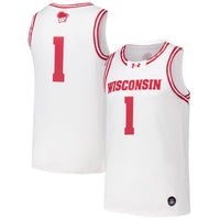 #1 Wisconsin Badgers Under Armour Replica Basketball Jersey - White