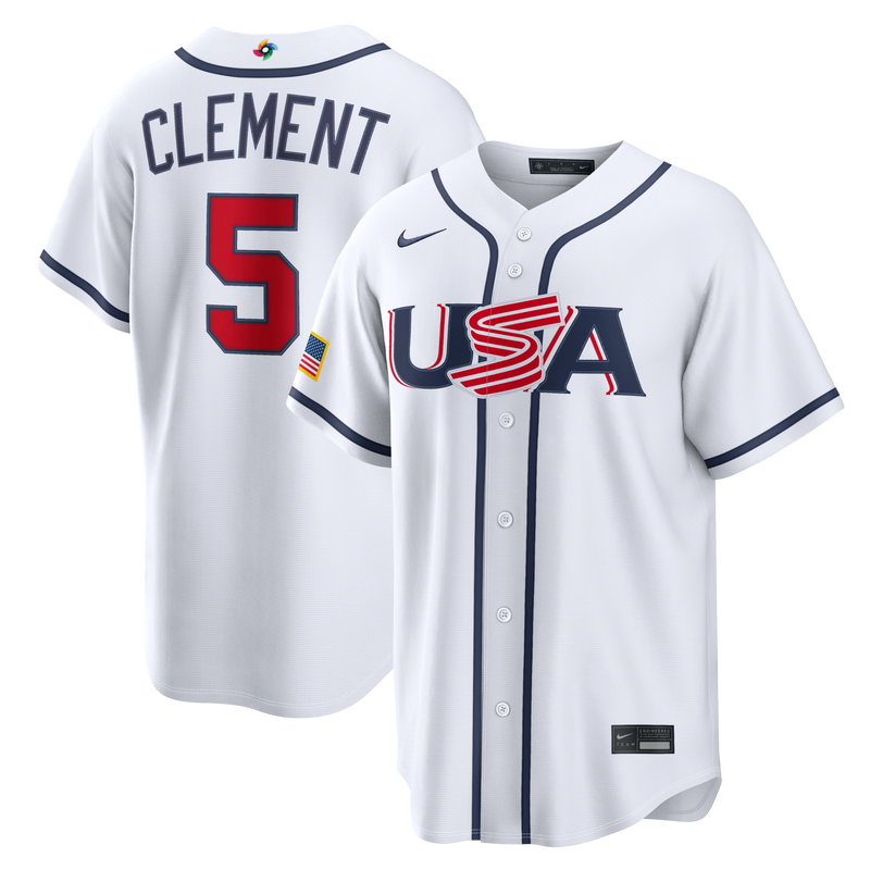 USA Baseball Ernie Clement Nike White 2026 World Baseball Classic Home Stadium Jersey