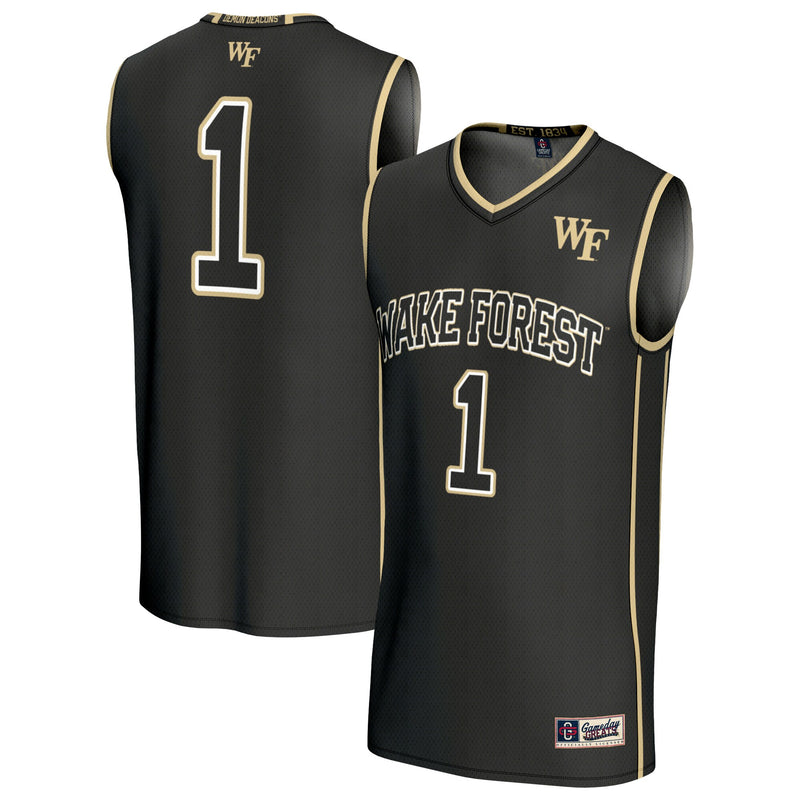 #1 Wake Forest Demon Deacons GameDay Greats Lightweight Basketball Fashion Jersey - Black