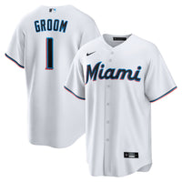 Miami Marlins Nike White #1 Groom Home Replica Jersey