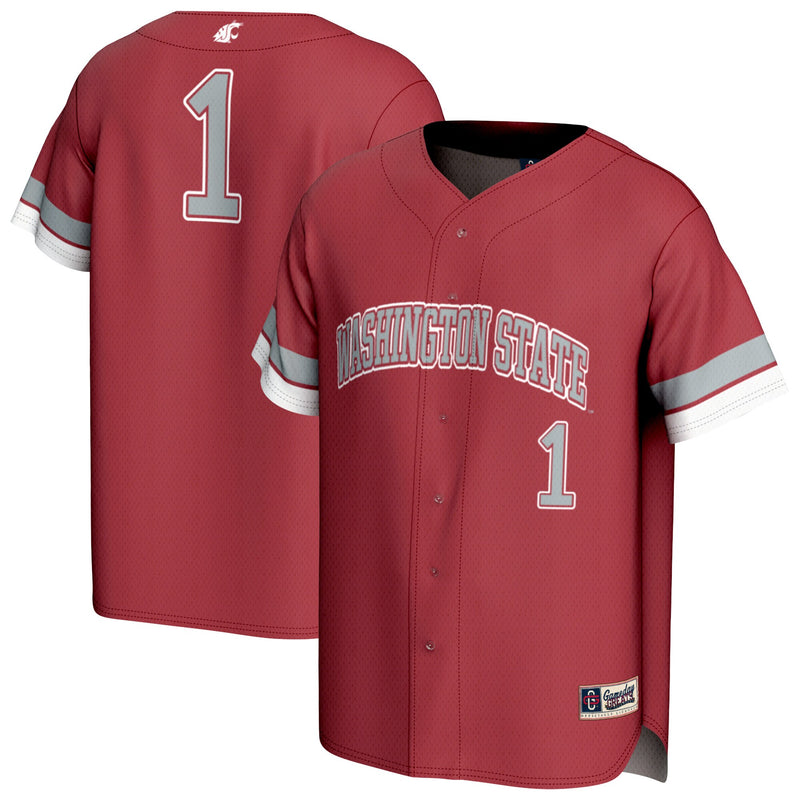 #1 Washington State Cougars GameDay Greats Lightweight Collegiate Baseball Fashion Jersey - Crimson