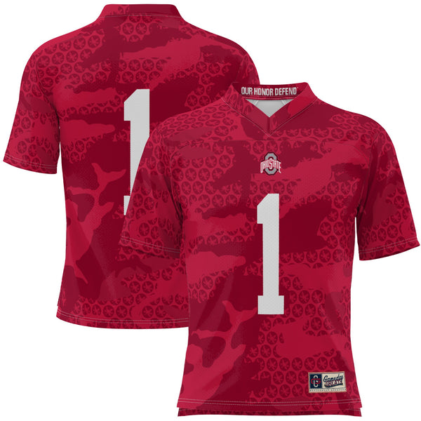 #1 Ohio State Buckeyes GameDay Greats Camo Football Jersey - Scarlet