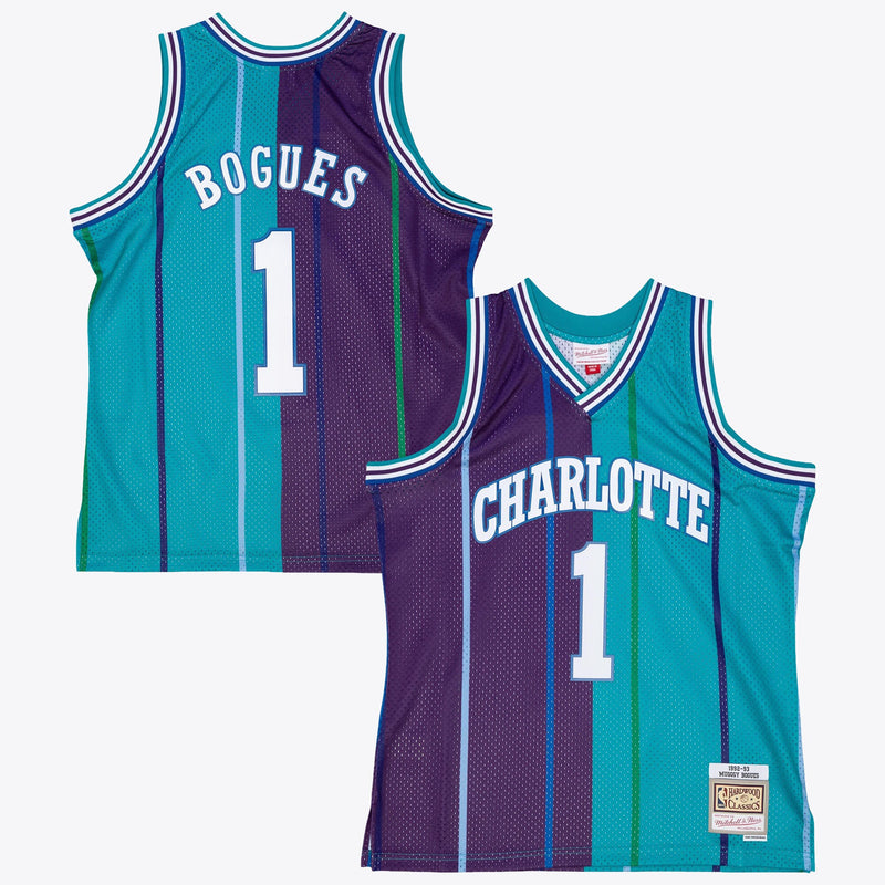 Charlotte Hornets Mitchell & Ness Muggsy Bogues 1994 Split Swingman Jersey
