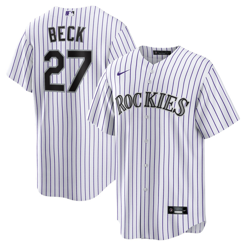 Colorado Rockies Jordan Beck Nike White Home Replica Jersey