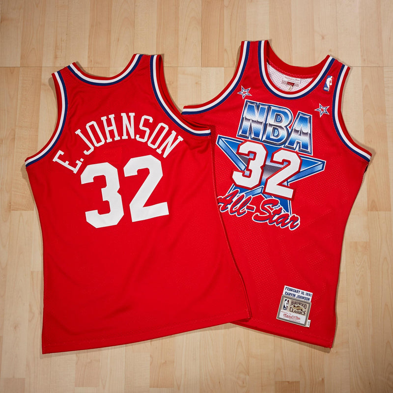 Magic Johnson NBA All-Star West 1991 x Mitchell & Ness Scarlett Authentic Jersey