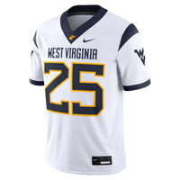 #25 West Virginia Mountaineers Nike Limited Away Game Jersey - White