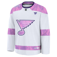 St. Louis Blues Fanatics White Hockey Fights Cancer Survivor Practice Jersey