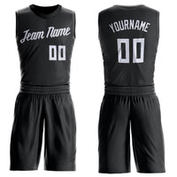 Custom Black White Round Neck Basketball Uniform Jersey