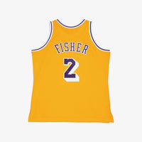 Los Angeles Lakers Mitchell & Ness Derek Fisher 1996 Swingman Authentic Jersey - Light Gold