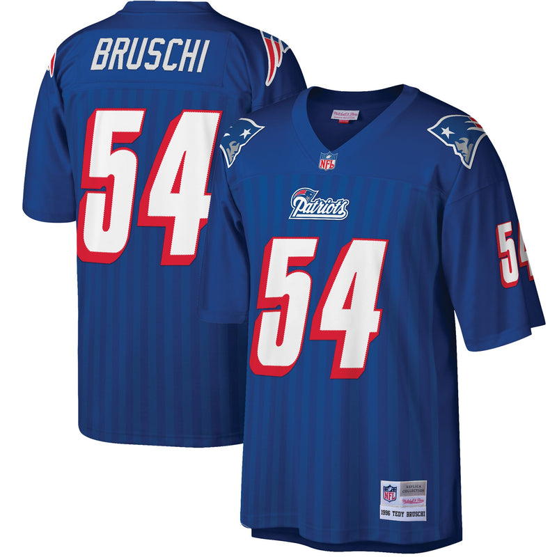 New England Patriots Tedy Bruschi Mitchell & Ness Royal Big & Tall 1996 Retired Player Replica Jersey