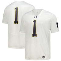 Notre Dame Fighting Irish Under Armour #1 Replica Football Jersey - White