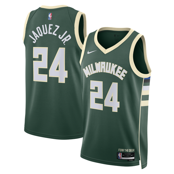 Milwaukee Bucks Nike Icon Edition Swingman Jersey - Hunter Green - Jaime Jaquez Jr. -