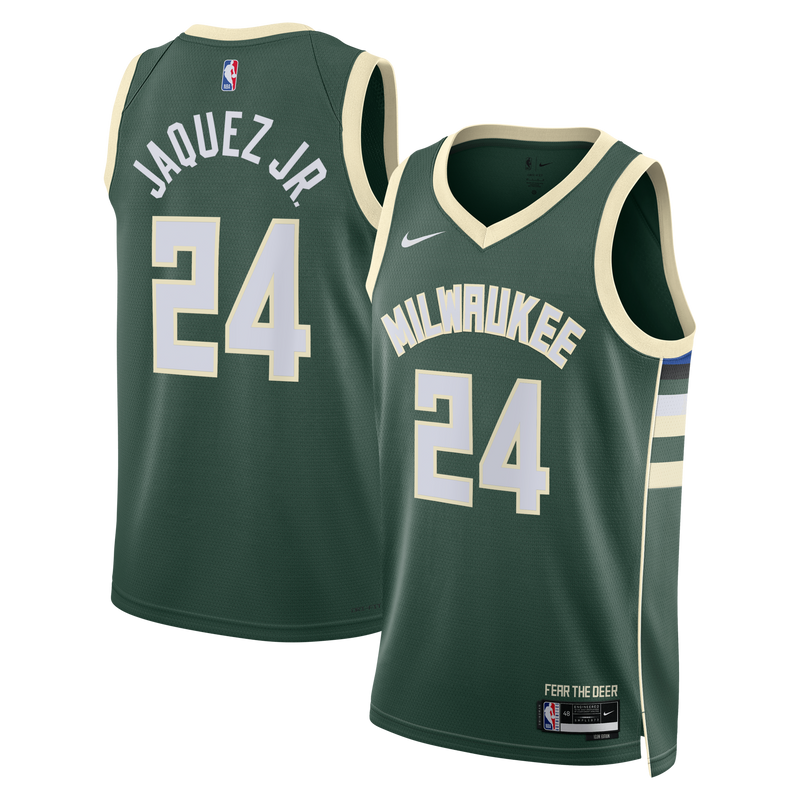 Milwaukee Bucks Nike Icon Edition Swingman Jersey - Hunter Green - Jaime Jaquez Jr. -