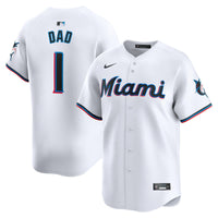 Miami Marlins Nike White #1 Dad Home Limited Jersey