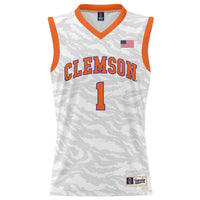 #1 Clemson Tigers GameDay Greats Lightweight Tiger Print Basketball Jersey - White
