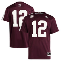 #12 Texas A&M Aggies adidas Premier Strategy Jersey - Maroon